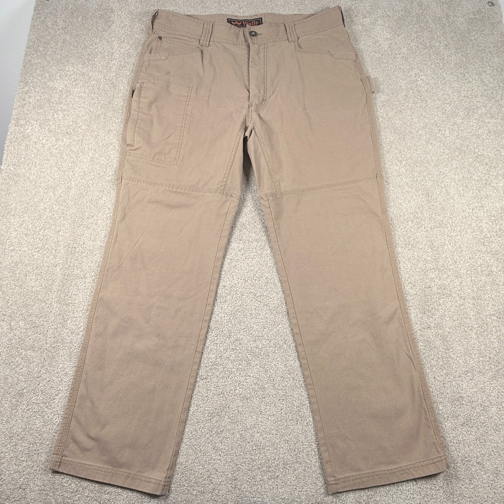 Walls Work Pants Mens 38x31 Brown Canvas Utility Carpenter Trousers Workwear